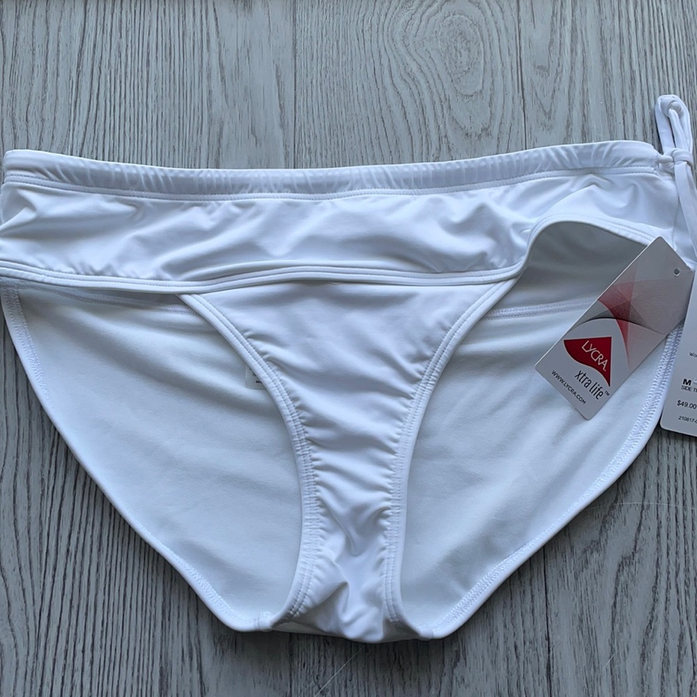NWT Athleta White Side Tie Bikini Bottom Size M
